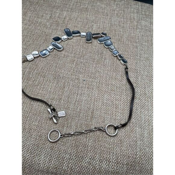 RLM Soho Stamped Silver and Black Leather Necklace Vintage Robert Lee Morris - Picture 4 of 7